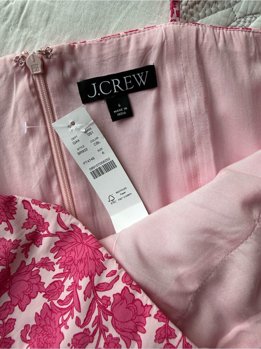 NWT - J. Crew - A-line Cotton Poplin Midi Dress in Rosebud Floral Cupcakes Blush - Picture 6 of 12